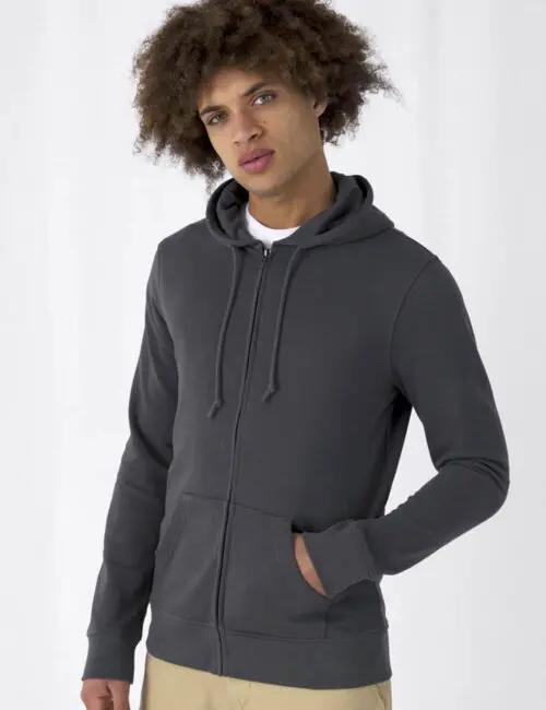 B&C Eko Bluza męska z kapturem i zamkiem Organic