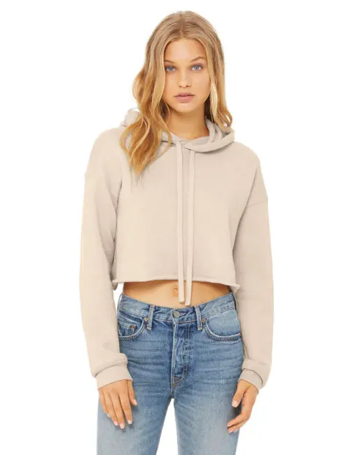 BELLA Bluza damska z kapturem Cropped Fleece Hoodie