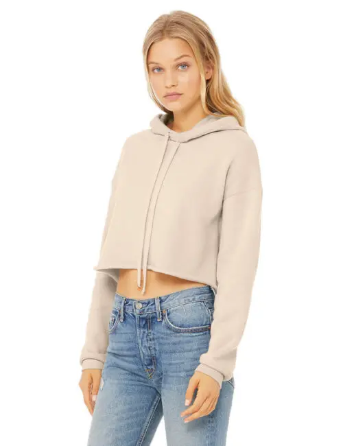 BELLA Bluza damska z kapturem Cropped Fleece Hoodie