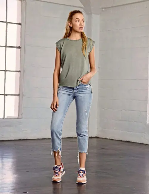 BELLA Koszulka damska Flowy Muscle Tee With Rolled Cuff