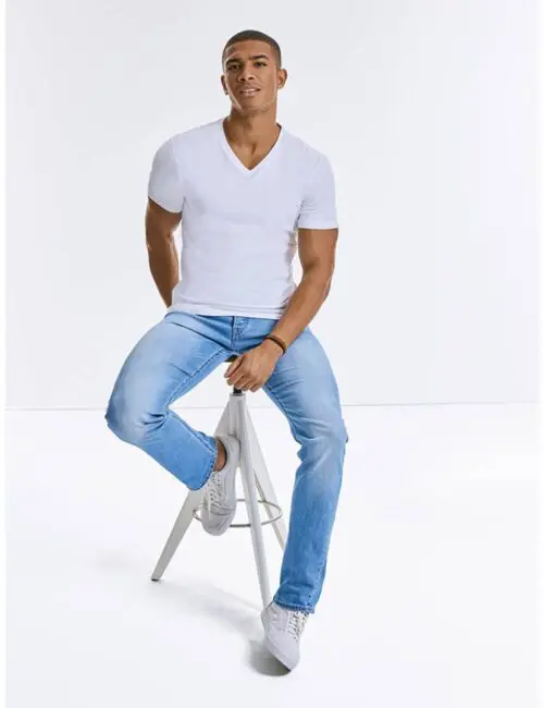 RUSSELL Eko Koszulka męska Pure Organic V-⁠Neck T