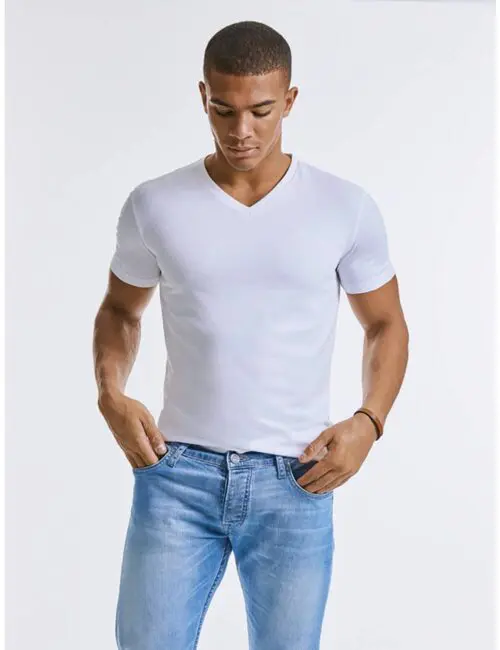 RUSSELL Eko Koszulka męska Pure Organic V-⁠Neck T