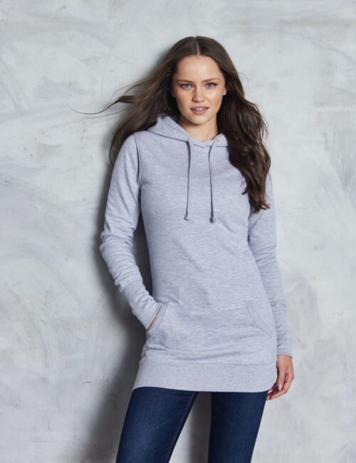 JUST HOODS Bluza damska Kangurka Longline Hoodie